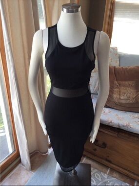 Express Black Mesh-Inset Bodycon Dress